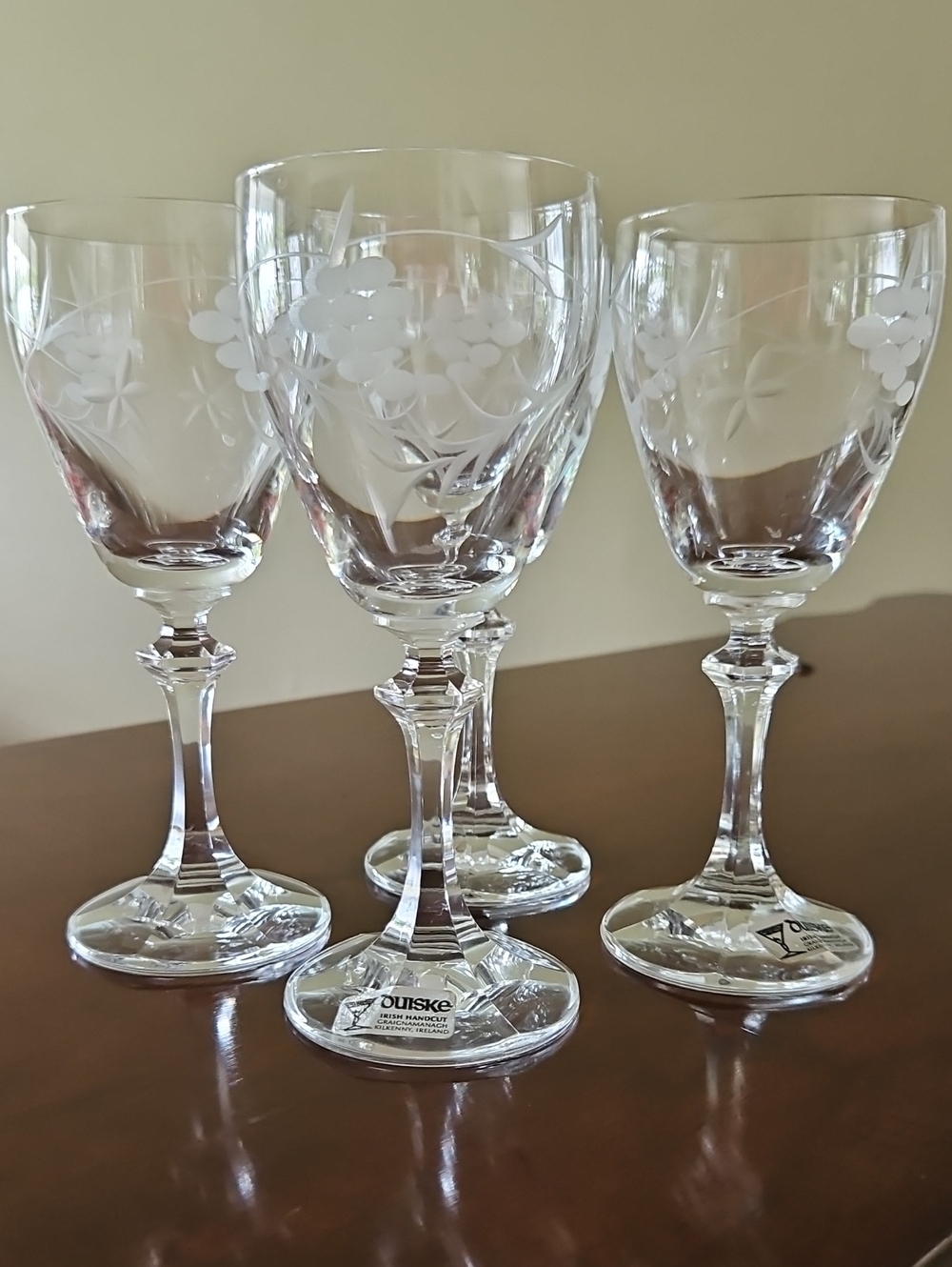 VTG Duiske Irish Crystal Grapevine Wine Liqueur Glasses Set of 4